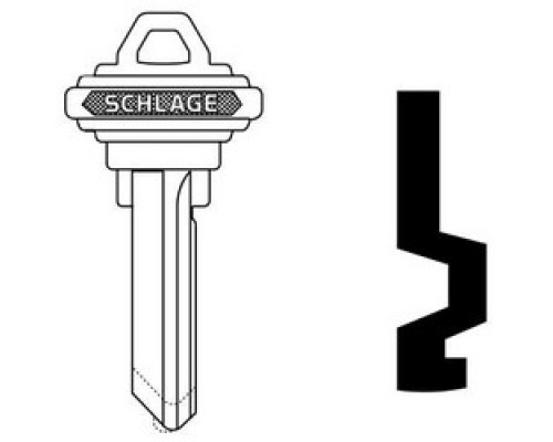 SCHLAGE ALLEGION BRAND  35-101-F        Door Lock Cylinder Key Blank, Classic, Conventional, Embossed, Standard Bow, 6-Pin Cylinder, F Keyway, Nickel Silver