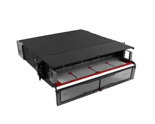 SIEMON COMPANY  LVE-2U-MD-P01A               Fiber, Enclosure, LightVerse Pro, Rack Mount, 2U, Sliding Access, 8 Openings, Black