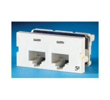 ORTRONICS  S225E00               Modular Jack, 2-Port, Cat 5E, T568A/B Wiring, 26 to 22 AWG, 48.26 MM Width x 30.48 MM Depth x 23.37 MM Height, High Impact Thermoplastic, Fog White