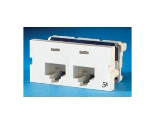 ORTRONICS  S225E00               Modular Jack, 2-Port, Cat 5E, T568A/B Wiring, 26 to 22 AWG, 48.26 MM Width x 30.48 MM Depth x 23.37 MM Height, High Impact Thermoplastic, Fog White