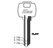 KABA ILCO CORP  FA3-BR BR A36  IAE00002050              Cylinder Lock Key Blank, 6-Pin, Natural Brass, 36 Price Group, For Falcon