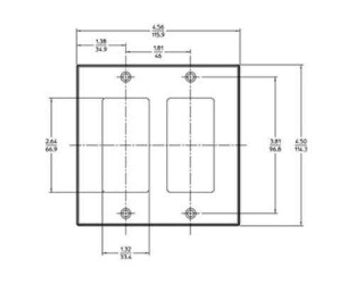 LEVITON  80409-W               2-Gang Decora/GFCI Device Decora Wallplate, Standard Size, Thermoset, Device Mount, White