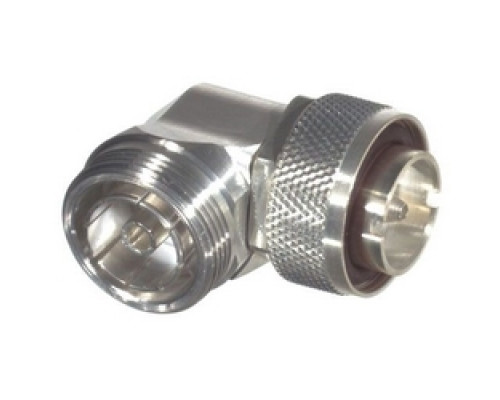 R F INDUSTRIES LTD  RFD-1652-2               Coaxial Adapter, Low PIM, 7-16 DIN Male to 7-16 DIN Female, Right Angle, 5500 MHz Frequency, Silver Body/Contact Plating, PTFE Dielectric