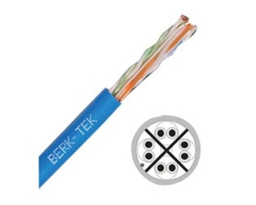 BERK-TEK  10032094               LANmark-1000, Category 6, Plenum, UTP Data Cable, 23 AWG, 4 pair, solid bare copper conductors, FEP insulation, Flame-retardant PVC jacket, Blue, Box of 1000 ft