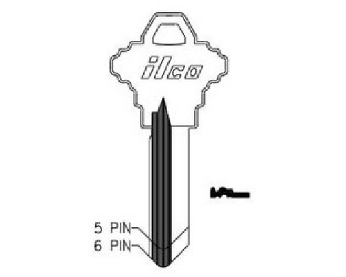KABA ILCO CORP  A1145FG NP A10  AA53253112              Cylinder Lock Key Blank, 6-Pin, Sectional, Brass, Nickel Plated, 10 Price Group, For Schlage