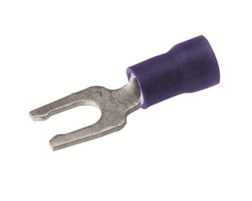 BURNDY  BA14EL8  636295              Copper Fork Terminal, 16 - 14 AWG, 600 V, #6 - #8 Stud, Polyvinyl Chloride Insulation, Tin Plated