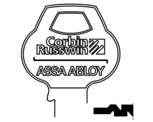 CORBIN RUSSWIN INC  59A2-6PIN-10               Door Lock Key Blank, Cylinder, Single-Section, Standard, 6-Pin, Z-Class Bitting, Coined Logo Bow