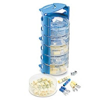 THOMAS & BETTS STA-ORG        Sta-Kon Terminal and Splice Organizer Kit contains 6 see-through nylon canisters containing 20 10RC-10, 10RC-10F, 25 14RB-10, 2RB14X, 14RB-10F, 15 2RC-10X