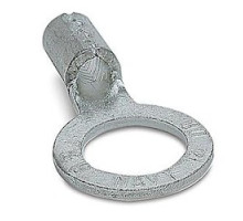 THOMAS & BETTS  F72U               Non-Insulated Large Brazed Seam Ring Terminal with 90 Degree Bend, Length 1.35in, Width 0.60in, Bolt Hole 5/16in, Wire Range #4 AWG, Copper, Tin Plated, 200 Pack