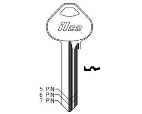 KABA ILCO CORP  A1011D41 NP A06  AL4506829B              Cylinder Lock Key Blank, 6-Pin, Brass, Nickel Plated, 6 Price Group, For Corbin/Russwin