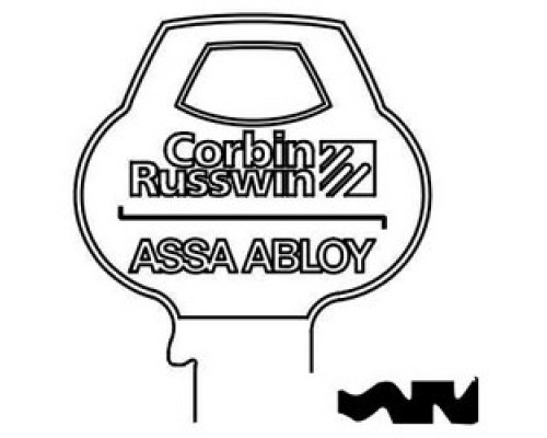 CORBIN RUSSWIN INC  H4-6PIN-10               Door Lock Key Blank, Cylinder, Single-Section, Standard, 6-Pin, DH-Class Bitting, Coined Logo Bow