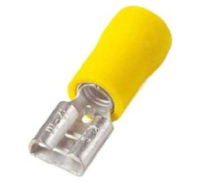 THOMAS & BETTS  KV10-250FD-D               Vinyl Insulated Female Disconnect Quick Connector Terminal Wire Range: 12-10 AWG Copper Str Tab Size: 0.25 in X 0.032 in Wire Strip Length: 3/8 in 300v Max. 105 Degree C Max. Temperature. Install W