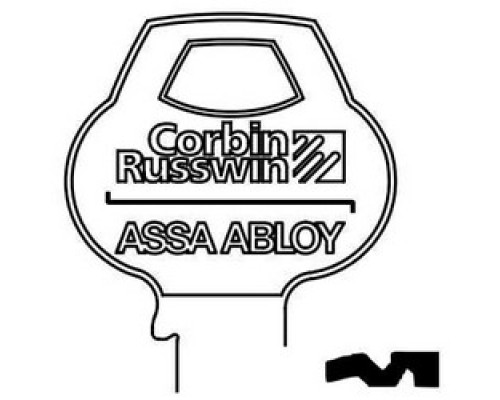 CORBIN RUSSWIN INC  D1-5PIN-10               Door Lock Key Blank, Cylinder, Single-Section, Standard, 5-Pin, DH-Class Bitting, Coined Logo Bow