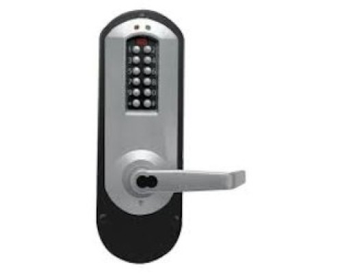 KABA  E5010M-WL-626-41               Electronic Pushbutton Lock, Extra Heavy Duty, LFIC Medeco 5 or 6-Pin, Exit Trim, Winston Lever, Satin Chrome