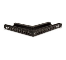 SIEMON COMPANY  TM-PNLZA-24-01               Copper, Patch Panel, Tera / MAX, Empty, Shielded, 24 Openings, Angled, 1U, Black, Fixed Wire Manager