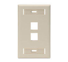 LEVITON  42080-2IS               QuickPort Wallplate with ID Window, Single Gang, 2-Port, Ivory