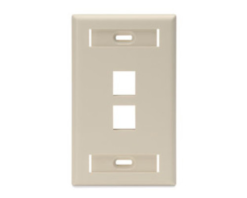 LEVITON  42080-2IS               QuickPort Wallplate with ID Window, Single Gang, 2-Port, Ivory