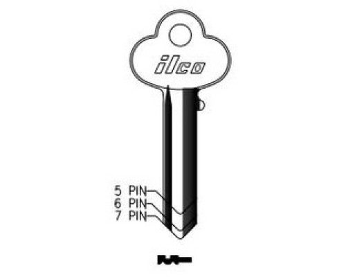 KABA ILCO CORP  R1001EN NP A03  AL3803009B              Cylinder Lock Key Blank, 5-Pin, Sectional, Brass, Nickel Plated, 3 Price Group, For Corbin/Russwin