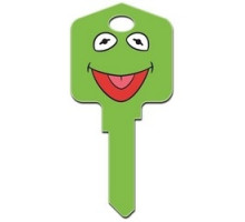 HOWARD KEYS  KW-D22               Decorative Key Blank, Kwikset, Large Headed, Painted, Disney Kermit and Miss Piggy Design, Individually Carded