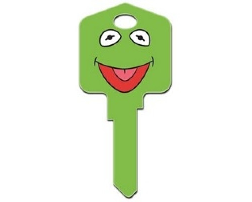 HOWARD KEYS  KW-D22               Decorative Key Blank, Kwikset, Large Headed, Painted, Disney Kermit and Miss Piggy Design, Individually Carded