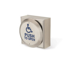 LOCKNETICS  PPH-100-AL               Large round push plate with aluminum box, Stainless steel with engraved text and anodized finish, Tamper resistant mounting, DPDT switch contacts rated 5A @ 125 or 250VAC, 4-1/2