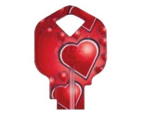 KABA ILCO CORP  KW-HEARTS A38               Decorative Key Blank, Personali-Keys, Kwikset/Titan, Hearts Design, Small Bow, Big Impact, KW Keyway, 39 Price Group