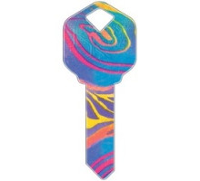 HOWARD KEYS  KW-HK7               Decorative Key Blank, Kwikset, Rainbow Swirl Design