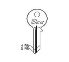 KABA ILCO CORP  SC1041R NP A05               Cylinder Lock Key Blank, 4-Pin, Brass, Nickel Plated, 5 Price Group, For Chicago