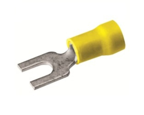 BURNDY  TP108F  509068              Insulated Brazed Fork Terminal, Insulated Brazed Fork Terminal, Smooth Entry, #12-#10, 600V, #6-#8 Stud, Vinyl Insulated, Tin Plated