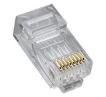 PLATINUM TOOLS INC  106168J               Modular Plug, Standard, High Performance, Round, Solid, Hi-Low Stagger, 1-Piece, 3-Prong Conductor Contact, RJ45, Cat 5E, 100 each per Jar