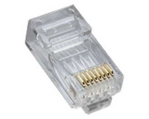 PLATINUM TOOLS INC  106168J               Modular Plug, Standard, High Performance, Round, Solid, Hi-Low Stagger, 1-Piece, 3-Prong Conductor Contact, RJ45, Cat 5E, 100 each per Jar