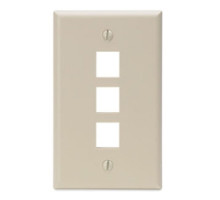LEVITON  41080-3IP               QuickPort Wallplate, Single Gang, 3-Port, Ivory