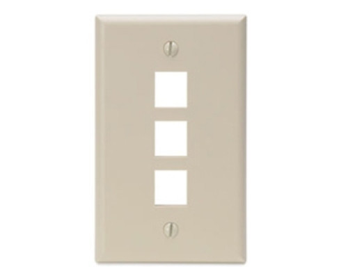 LEVITON  41080-3IP               QuickPort Wallplate, Single Gang, 3-Port, Ivory