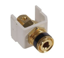 HUBBELL PREMISE WIRING  SFSPGBK               Audio video connector, speaker post, gold, black ring, office white