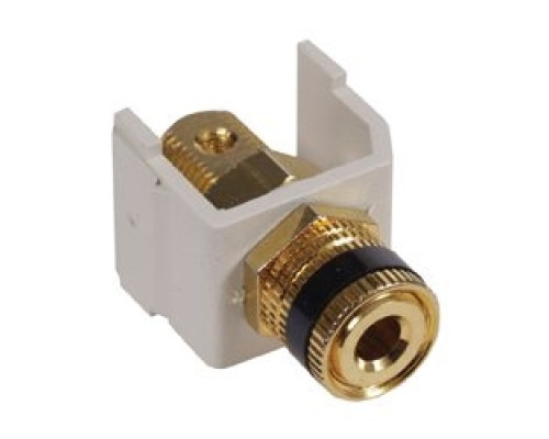 HUBBELL PREMISE WIRING  SFSPGBK               Audio video connector, speaker post, gold, black ring, office white