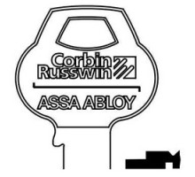 CORBIN RUSSWIN INC  57A2-6PIN-10               Door Lock Key Blank, Cylinder, Single-Section, Standard, 6-Pin, X-Class Bitting, Coined Logo Bow
