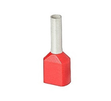 THOMAS & BETTS  F8003               Polypropylene Insulated Twin Ferrule, Length 0.591 in/15mm, Pin Length 0.315 in/8mm, Pin Diameter 0.081 in/2.05mm, Base Diameter 0.201 in/5.1mm, Conductor Range 2x17 AWG/2x1.00mm, Red, Copper, Tin Plated