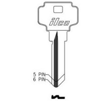KABA ILCO CORP  D1145 NP A15  AA01147002              Cylinder Lock Key Blank, 5-Pin, Brass, Nickel Plated, 15 Price Group, For Dexter/Master