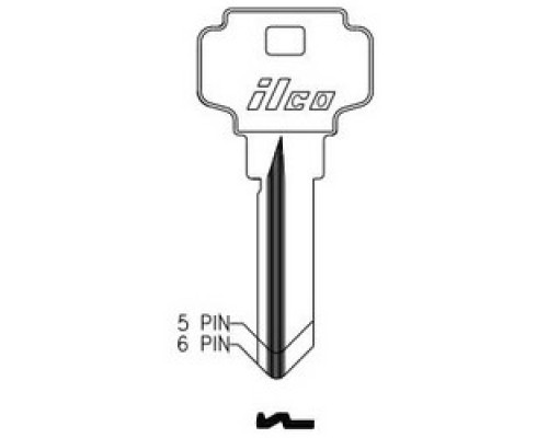 KABA ILCO CORP  D1145 NP A15  AA01147002              Cylinder Lock Key Blank, 5-Pin, Brass, Nickel Plated, 15 Price Group, For Dexter/Master