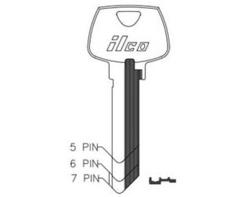 KABA ILCO CORP  N1007KMA NS A31  AA53808493              Cabinet Lock Key Blank, 6-Pin, Natural Nickel Silver, 6 Price Group, For Sargent LA-LL