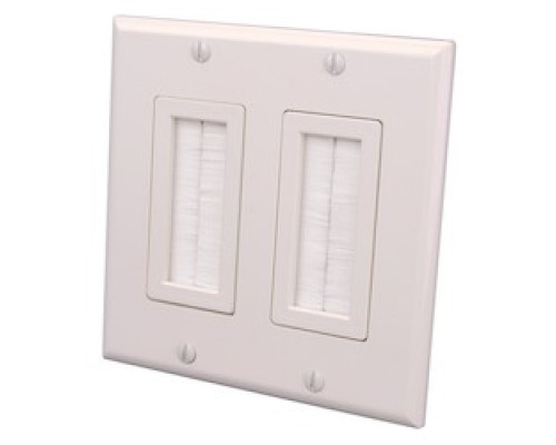 VANCO  120827X               Decor Style Brush Bulk Cable Wall Plates- Dual and White