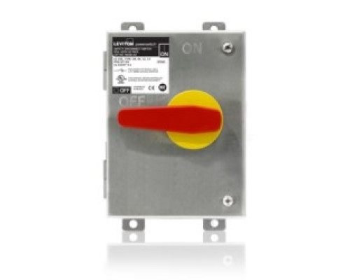 LEVITON  MDS6-AX               Front Handle Non, fused Disconnect Switch With Stainless Steel Watertight Enclosure. NSF Certified IP66/67/68, IP69k, NEMA 3R, 4X, 12k, 13. Rated 60A, 600VAC Max. 40HP Max.