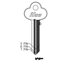 KABA ILCO CORP  1001EL NP A11  AA44031152              Cylinder Lock Key Blank, 7-Pin, Master, Brass, Nickel Plated, 11 Price Group, For Corbin/Russwin