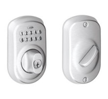 SCHLAGE ALLEGION BRAND  BE365 PLY 626 12-287 10-116        Door Lock Keypad Deadbolt, Plymouth, Satin Chrome, With Triple Latch, Round Corner Strike