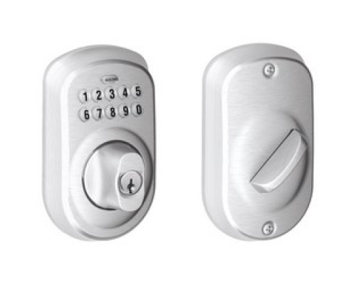 SCHLAGE ALLEGION BRAND  BE365 PLY 626 12-287 10-116        Door Lock Keypad Deadbolt, Plymouth, Satin Chrome, With Triple Latch, Round Corner Strike