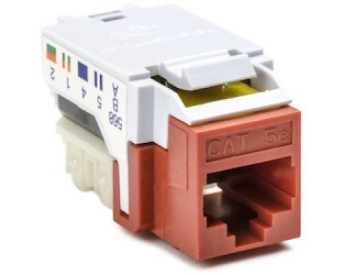 HELLERMANNTYTON  RJ45FC5EB-RED               Category 5e Modular Keystone Jack Bulk Pack, Plenum Rated, Red, 50/box