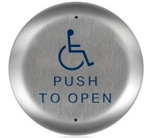 BEA INC  10PBR451               Push Plate, Round, Push to Open, Handicap Logo, 4.5