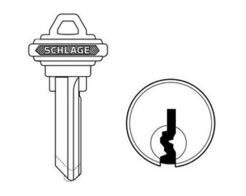 SCHLAGE ALLEGION BRAND  35-131-CE        Door Lock Cylinder Key Blank, Classic, Conventional, Plain Bow, 6-Pin Cylinder, CE Keyway, Nickel Silver