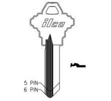 KABA ILCO CORP  A1145G NP A11  AA45253032              Cylinder Lock Key Blank, 6-Pin, Sectional, Brass, Nickel Plated, 11 Price Group, For Schlage