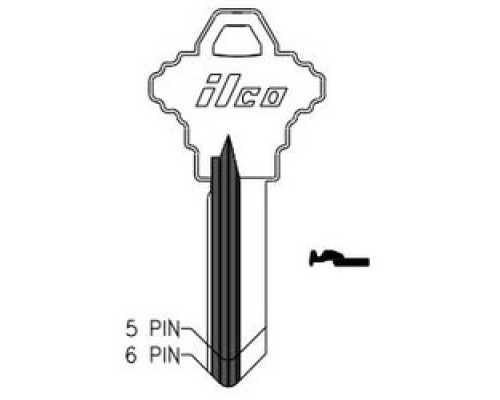 KABA ILCO CORP  A1145G NP A11  AA45253032              Cylinder Lock Key Blank, 6-Pin, Sectional, Brass, Nickel Plated, 11 Price Group, For Schlage